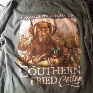 Green long sleeve graphic t